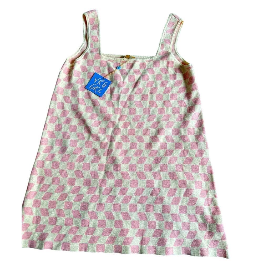 VERGE GIRL Yellow knit dress‎ square neck Size L -New!